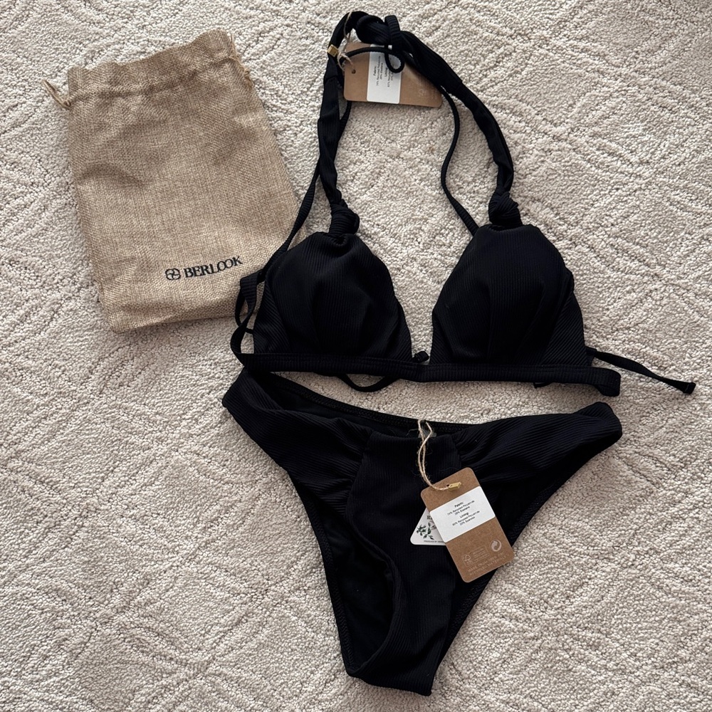 Never worn black Triangle Bikini Set